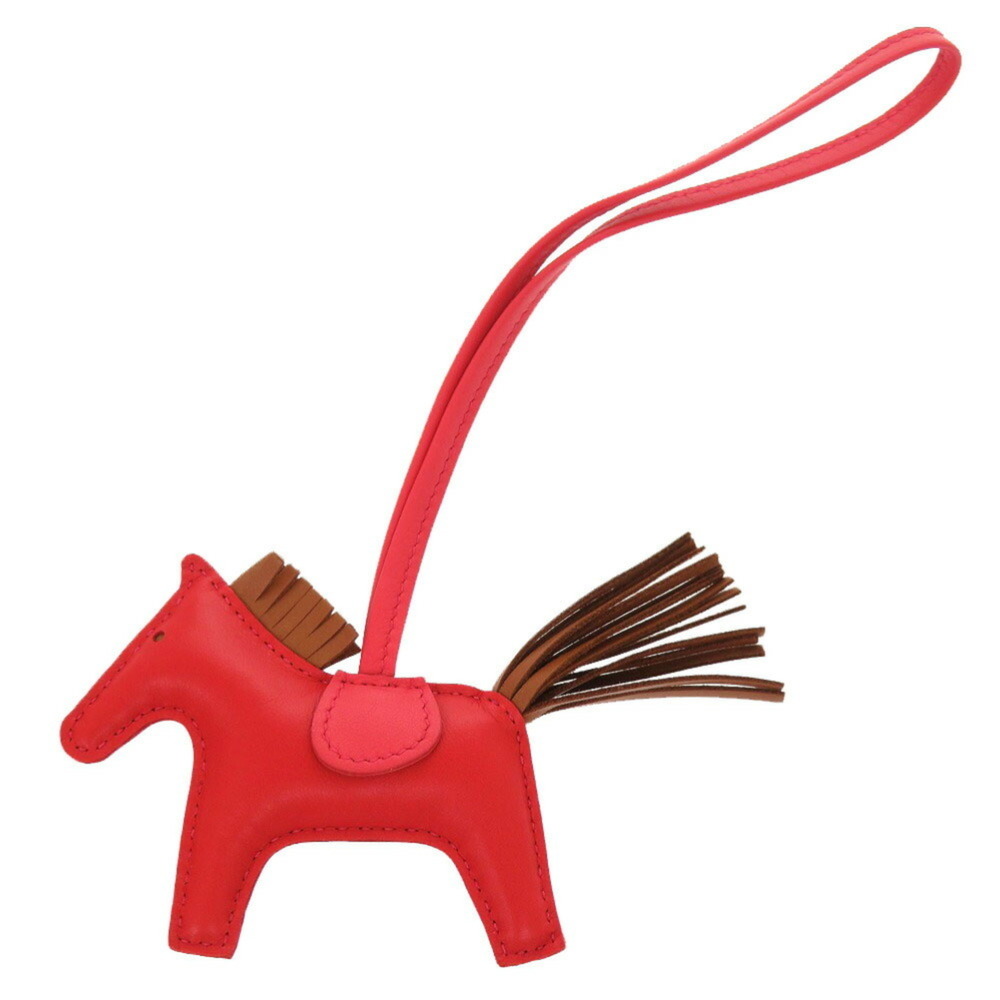 HERMES Rodeo PM Rouge Cou Pivoine Cigarette Anjou Milo Y Stamp Bag Charm Red - Picture 2 of 5